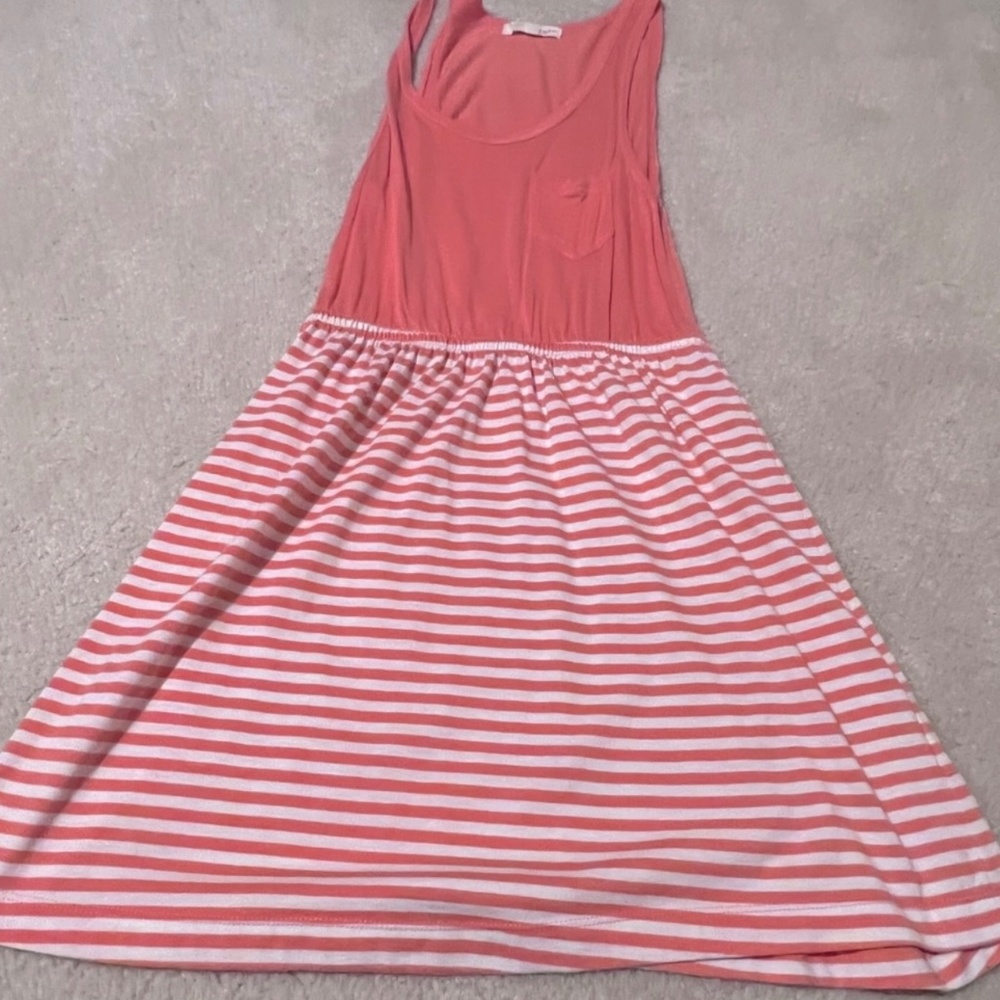 5/$10 Rewind Peach & White Casual Summer Fit & Flare Dress